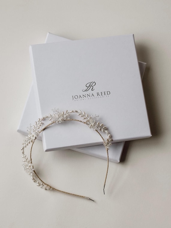 Floral Bridal Headband: Pearl Vine Wedding Tiara, Swarovski  display picture 1