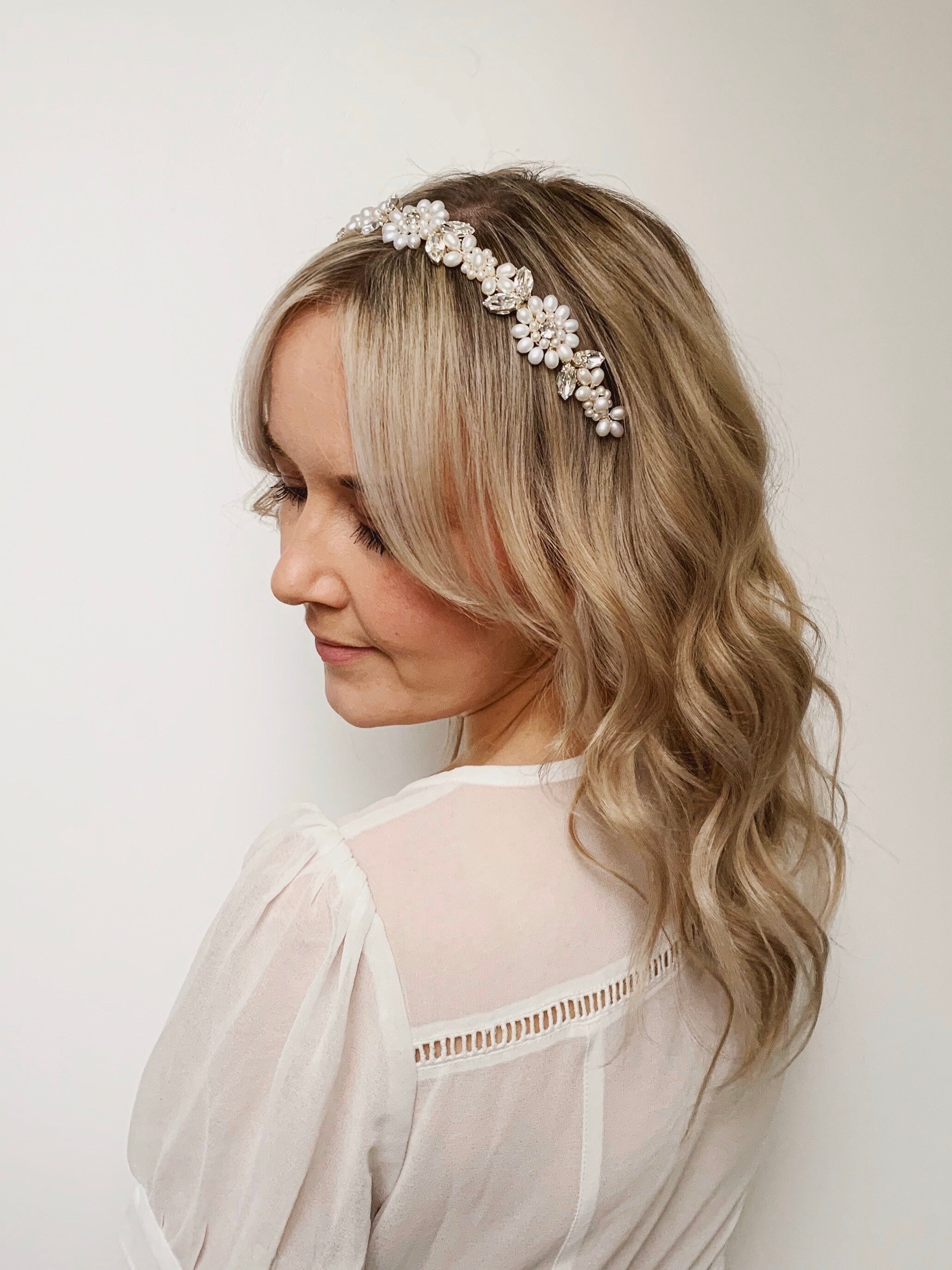 Wedding Bridal Womens Crystal Flower Leaves Pearl Decor Crown Headband Hairband hair Accessories Tiara Wedding Bridal Womens Crystal Flower Leaves Pearl Decor Crown Headband Hairband hair Accessories Tiara