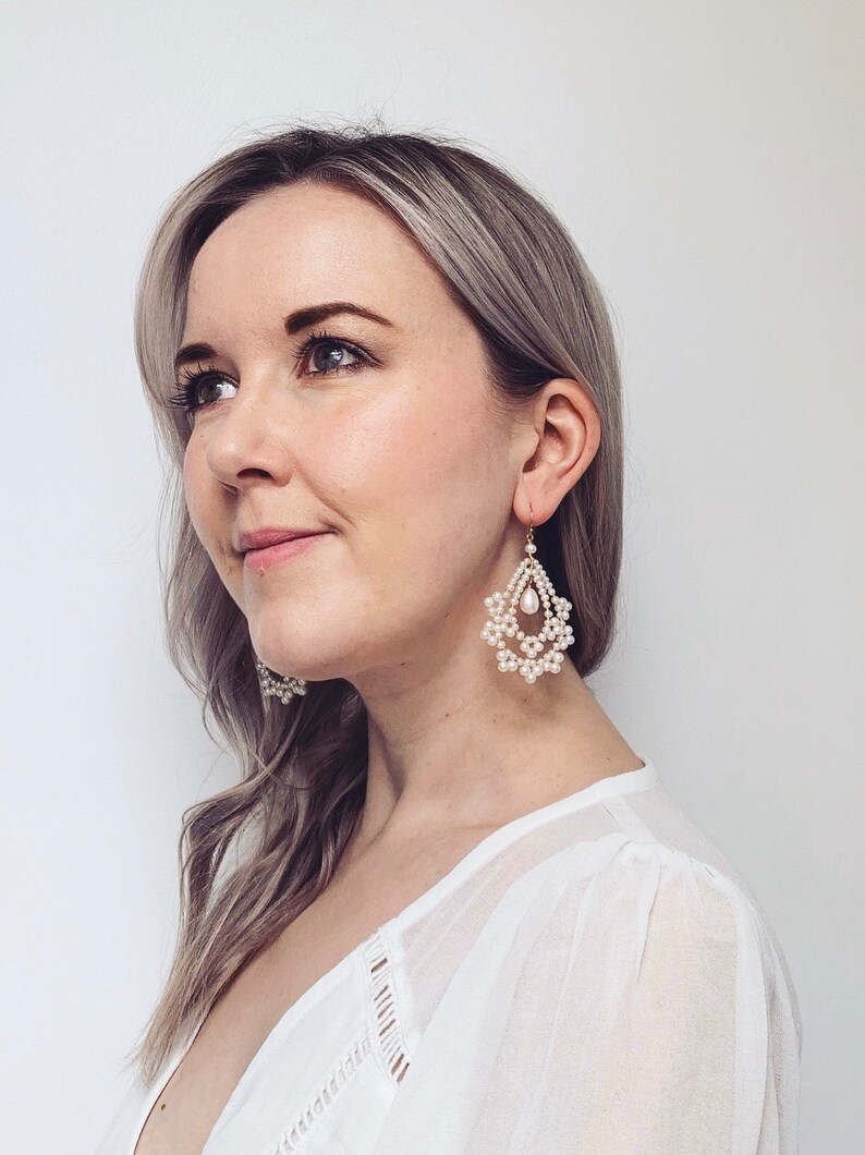 Boho Bridal Earrings Boho Pearl Earrings Boho Wedding Etsy UK