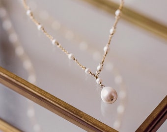 Tiny pearl necklace, dainty pearl necklace, seed pearl necklace