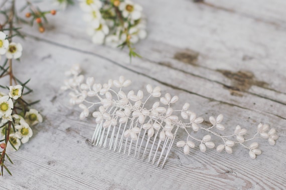 Freshwater Pearl Bridal Hair Comb: Handmade Wedding 