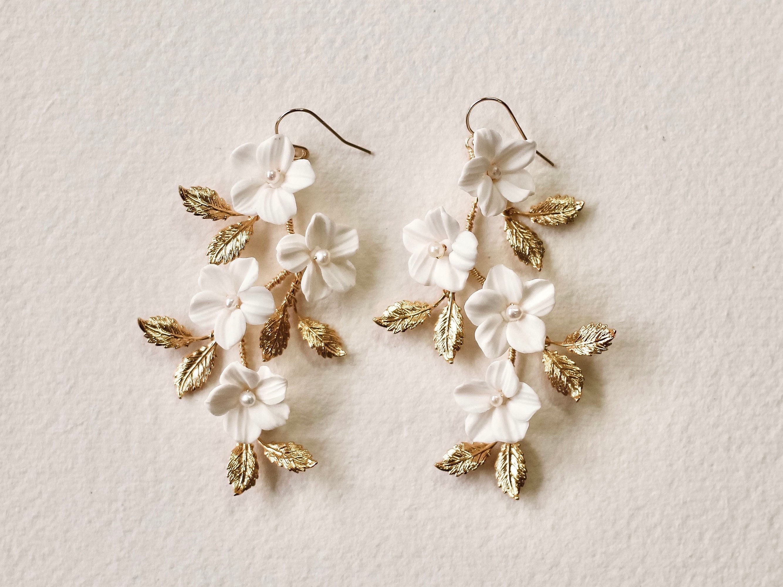Clay Flower Bridal Earrings