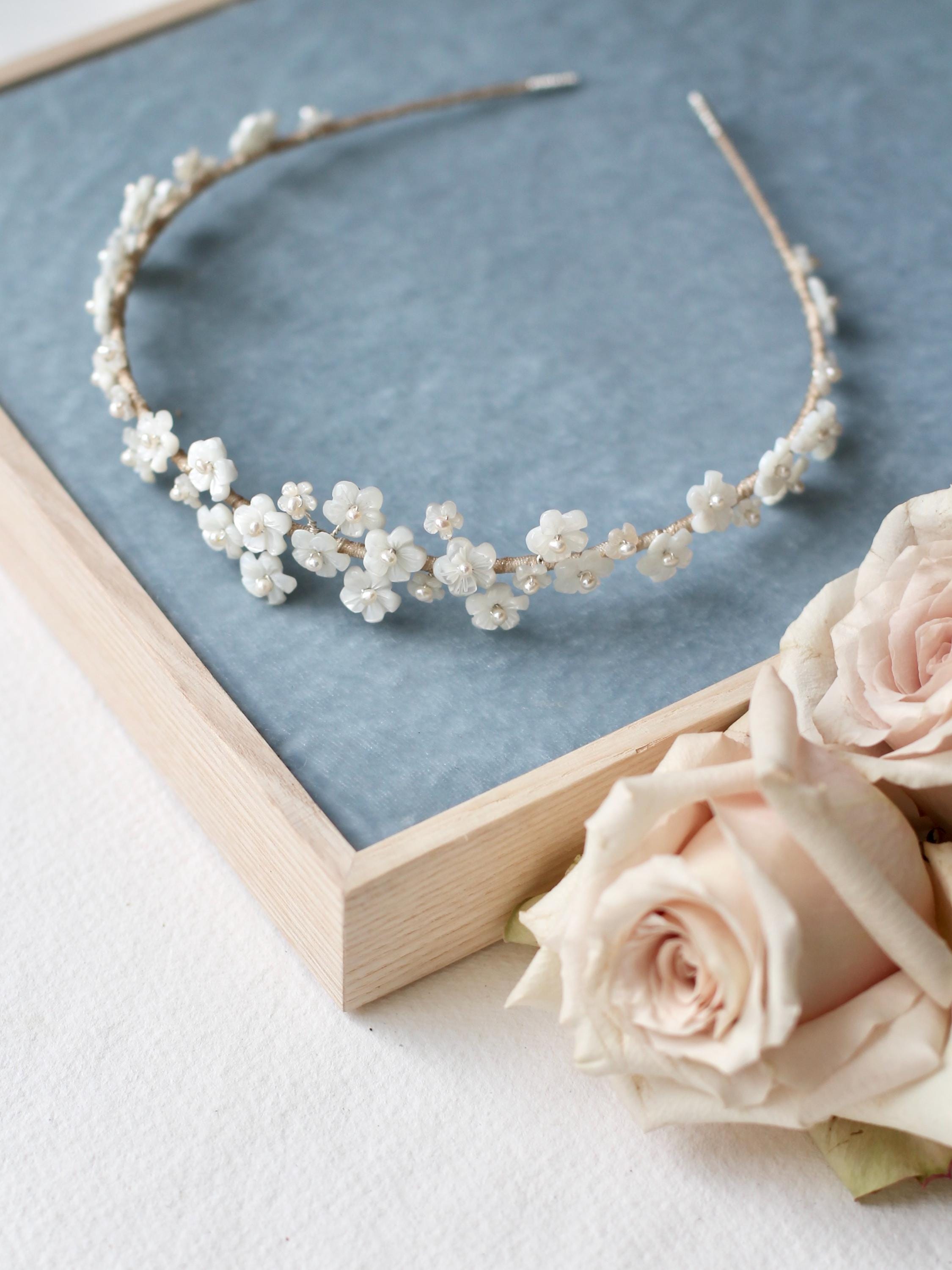 Pearl Flower Wedding Headband: Handmade Floral Bridal  display picture 2
