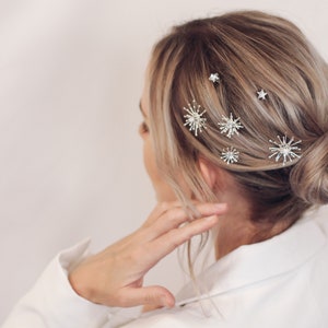 SKYLINE // Bridal Hair Pins // Celestial hair accessories, starburst hair pins, gold stars, silver stars, star hair slides image 7