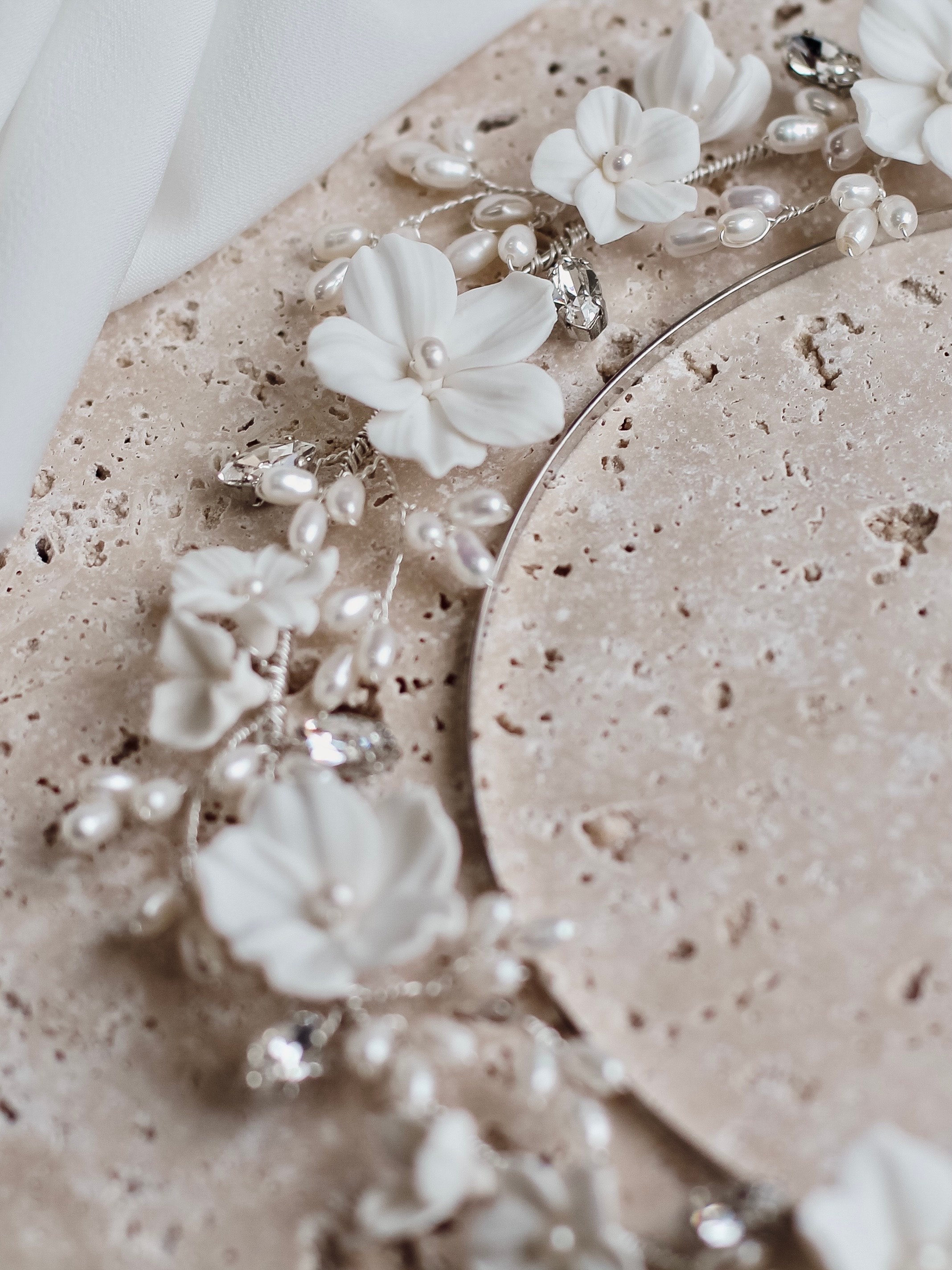 Handmade Floral Bridal Halo: Freshwater Pearl & Crystal  display picture 1