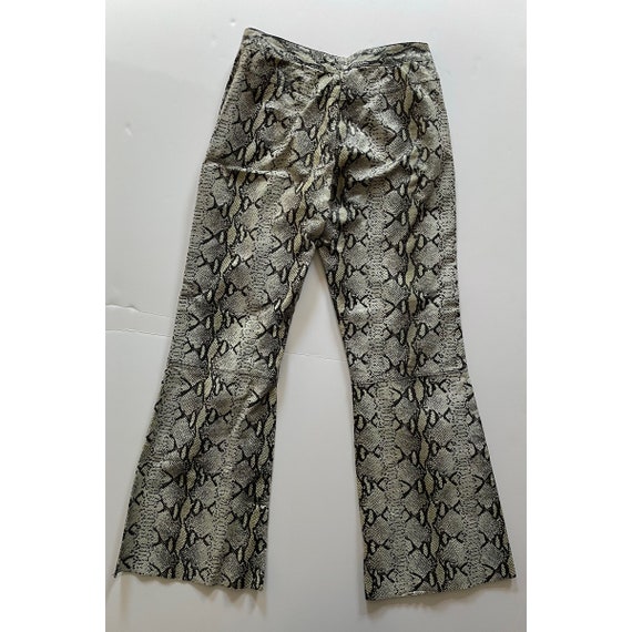 Vintage Y2k Leather Snakeskin Flare Trousers - image 3