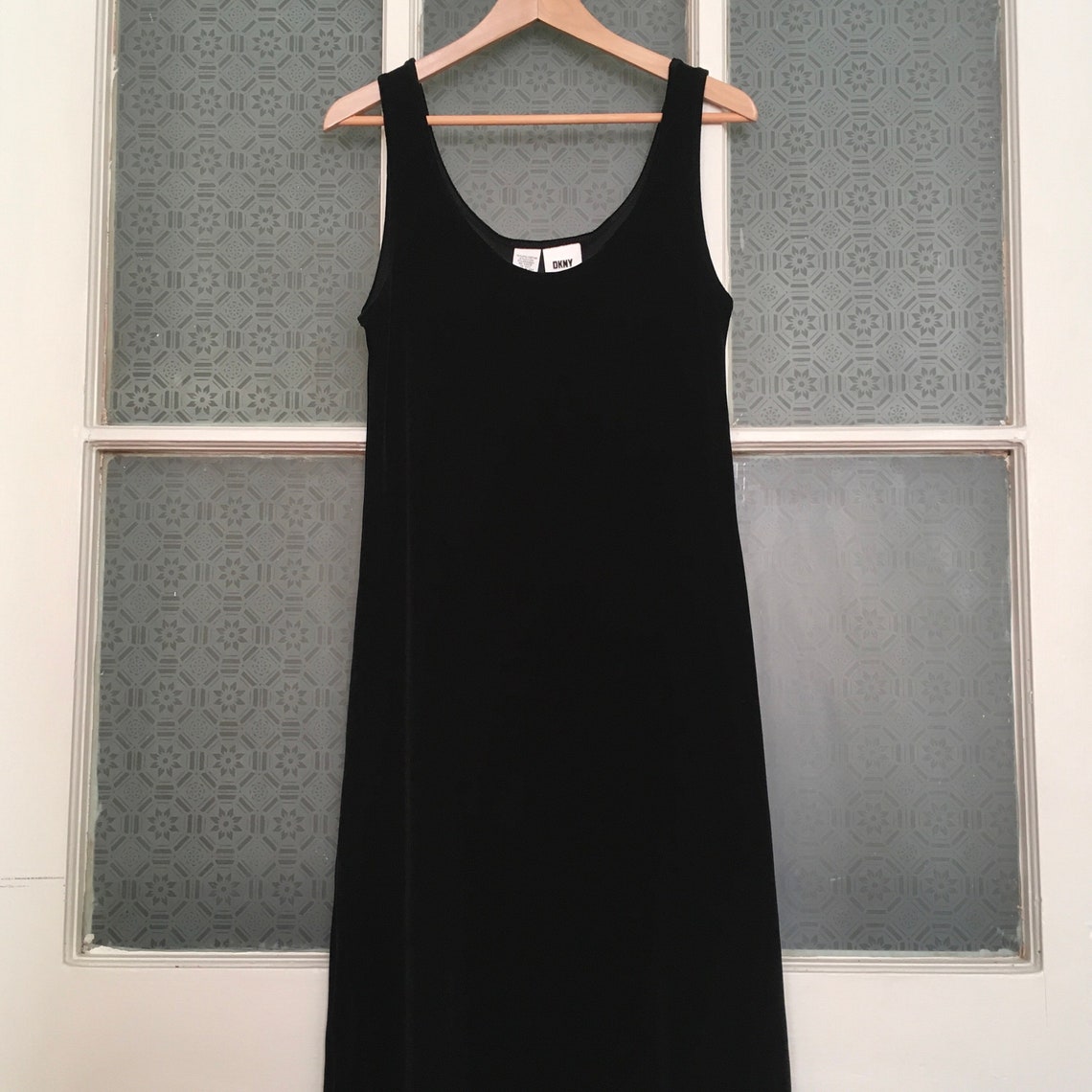 90s DKNY Black Velvet Maxi Dress // L - Etsy