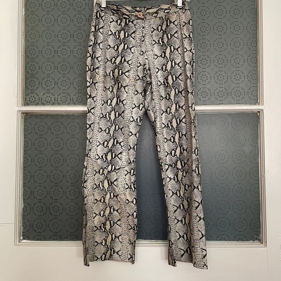 Vintage Y2k Leather Snakeskin Flare Trousers - image 1