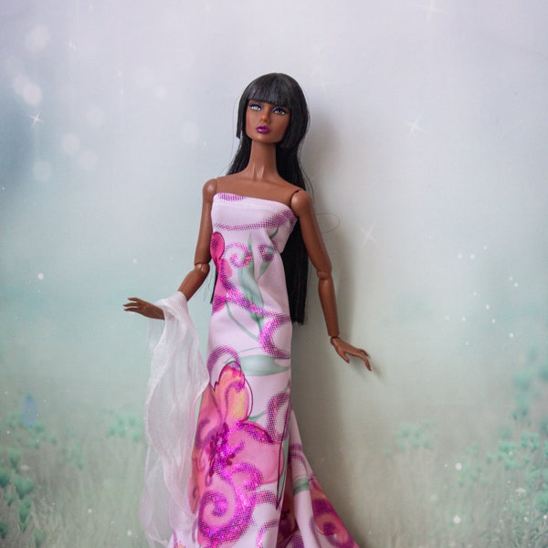 Poppy parker, fashion Royalty,Barbie, Go Go Dress with Boa, 12 inch doll Outfit by MARTHA's Fashion!!