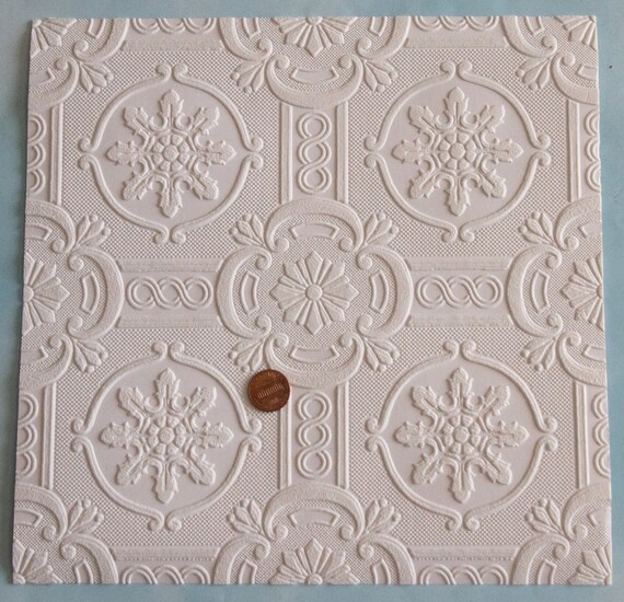 Dollhouse Miniature Ceiling Wallpaper Sheet Victorian Design Etsy