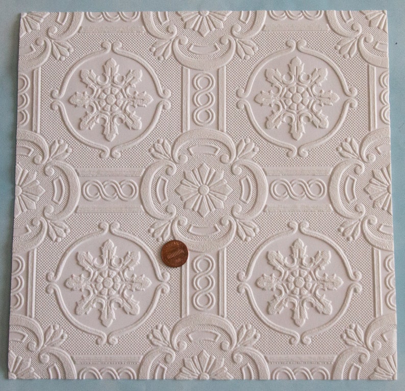 Dollhouse Miniature Ceiling Wallpaper Sheet Victorian Design Etsy