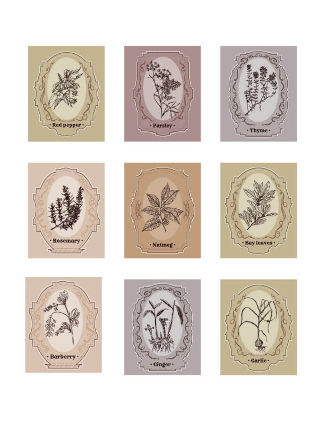 Vintage Spice Jar Labels or Tags Printable - Etsy