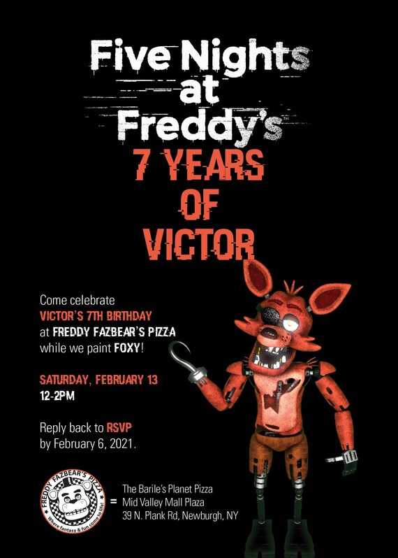 Five Nights at Freddy's Birthday Invitation 