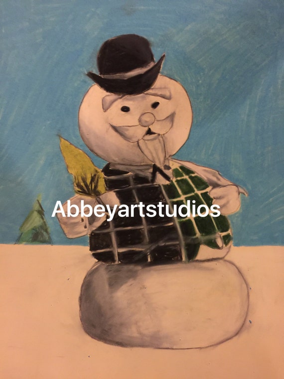 Sam The Snowman From Rudolph The Red Nosed Reindeer High Gloss Signed Copy 8 1 2x11 From Original Pencil Art Drawing