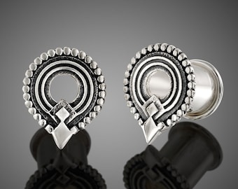 Sterling Silver Plug, Tribal Plug, Boho Gauge, Silver Ear Tunnel, Tribal Tunnel, Ear Plug, Sterling Silver Tunnel
