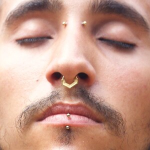 14k Solid Gold Septum Ring, Gold Piercings for Men, 16g Septum Ring, Septum Jewelry, Nose Piercing Men, Septum Nose Rings, Septum Ring 14kt image 2