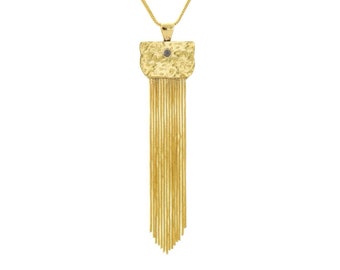 Statement Necklace, Long Boho Necklace, Onyx Necklace, Tassel Necklace, Boho Jewelry, Tribal Jewelry, Ethnic Necklace, Tassel Necklace Gold