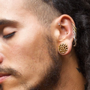 Plugs For Ears, Golden Brass Ear Plugs, Golden Brass Ear Gauges, Gauge Earrings, Plug Piercing