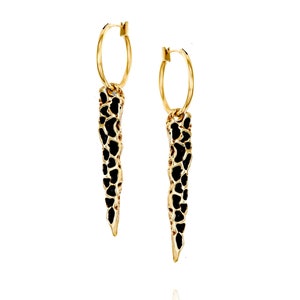Statement Earrings, Gold Boho Earrings, Unique Gold Earrings, Ethnic Earrings, Gold Dangle Earrings, Long Gold Earrings, Black Gold Earrings