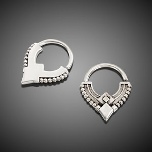 Silver Septum Ring, 925 Sterling Silver, Handmade Septum Jewelry, Statement Boho Hoop Nose Ring, Cartilage Daith Piercing, 16g or 18g, Gift