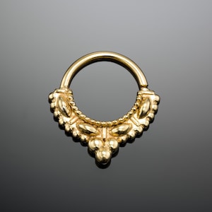 Indian Nose Ring, Daith Jewelry, Rook Earring, Gold Septum Ring, Tribal Septum, Septum Jewelry, Tragus Piercing, Helix Hoop,Ethnic, 16g, 18g