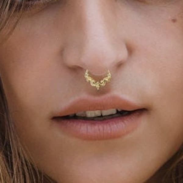 Fake Septum, Fake Piercing Jewelry, Faux Septum Ring, Fake Septum Ring Gold, Fake Nose Piercing, SAGIA