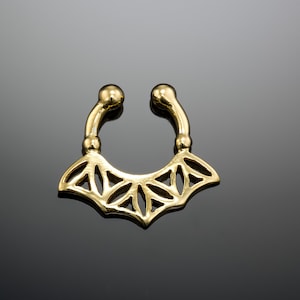 Septum Clip On, No Piercing Septum, Faux Piercing, Fake Septum Ring, Gold Septum Ring, Tribal Septum, Sacred Geometry Jewelry,Flower of Life