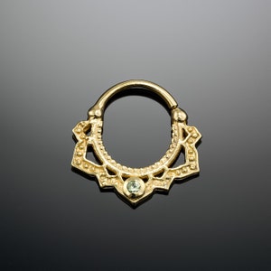 16g/18g Lotus Flower Septum Ring, Peridot Septum Ring, Gold Plated Septum Ring, Tribal Septum Piercing, Opal Septum ring , Gold Septum