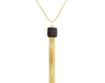 Tassel Necklace, Statement Necklace, Boho Tassel Necklace, Boho Jewelry, Tassel Necklace Gold, Lava Necklace, Tassel Pendant Necklace,Tribal