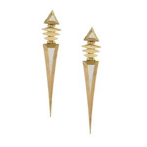 Orecchini sumeri in oro, orecchini pendenti in ottone placcato oro 918K e argento sterling, gioielli tribali boho fatti a mano, regalo per lei