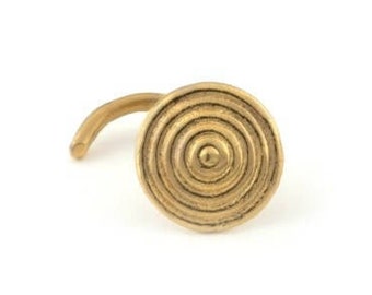 14k Gold Spiral Nose Stud, Indian Nose Stud, Tribal Nose Stud, Round Nose Stud, Nostril Piercing, Nostril Jewelry, 16g/18g/20g/22g Nose Stud