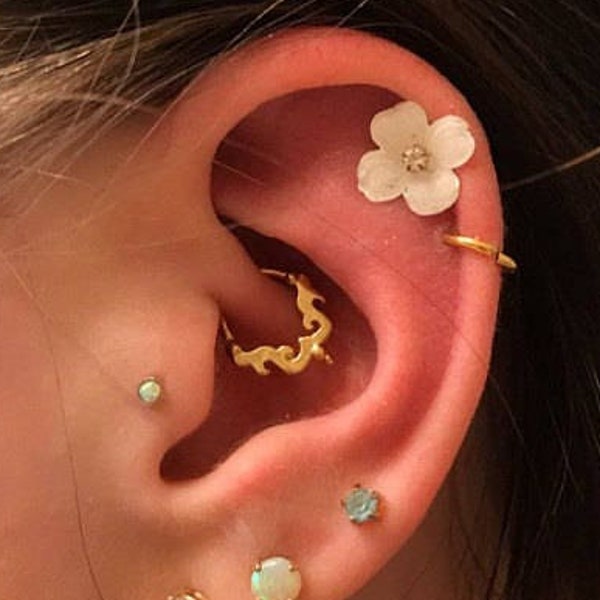 Gold Piercing, Helix Earring, Tragus Jewelry, Rook Earring, Cartilage Hoop, Tragus Earring, 16 gauge, 18 gauge, Ear Piercing Jewelry