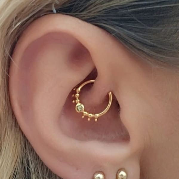 16/18g echter Septum Ring, Gold Septum Ring, Indischer Nasenring, Tribal Septum Ring, Septum Piercing Schmuck, Stein Septum Ring, Septum Piercing