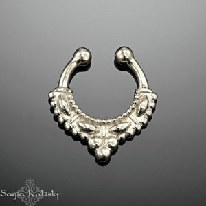 Faux Piercing, Septum Clip On, Fake Septum Ring, Silver Septum Ring, Fake Body Jewelery, Piercing Jewelry, Fake Nose Jewelry, Statement,Big