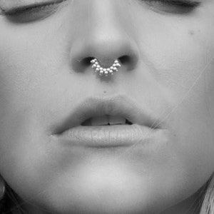 Silver Septum Ring, Silver Septum Jewelry, Daith Jewelry, Rook Earring, Helix Hoop, Piercing, Tragus, Silver Nose Ring, Tribal, Indian, 18g