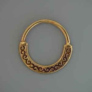 Gold Septum Ring, Gold Nose Septum Jewelry, Tribal Septum Piercing, Daith Jewelry, Daith Earring, Tragus, Helix Hoop, Cartilage, 16g, 18g