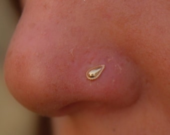 Parafuso de nariz em ouro maciço 14k, pino de nariz de 22g, alfinete de nariz minúsculo, piercing indiano Nez, piercing de nariz tribal, joias de nariz, piercing de narina