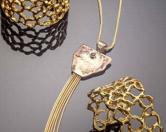 Statement Halskette, Quaste Halskette, Boho Quaste Halskette, Onyx Halskette, Tribal Schmuck, Quaste Halskette Gold, Quaste Anhänger Halskette, Lang