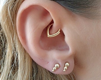 Gold Daith Earring, Gold Daith Jewelry, Rook Earring, Rook Piercing Jewelry, Helix Earring, Tragus Hoop Earring, Cartilage Piercing Jewelry