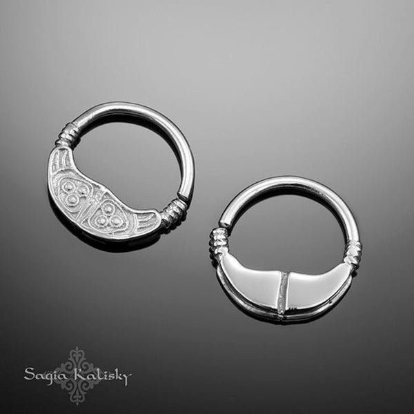 Sterling Silver Septum Ring, Tribal Septum Ring, Nose Piercing, Indian Septum Ring, 16g Septum Jewelry, Septum Piercing, Nose Ring Jewelry
