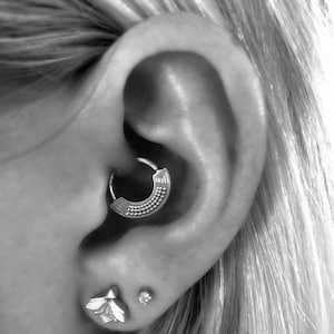 Sterling Silver Daith Earring, Daith Hoop, Daith Jewelry, Ear Piercing Jewelry, Rook Piercing, 16g/18g Daith Earring, Small Boho Earring