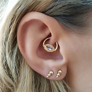 Gold or Silver Cartilage Earring, Tragus Earring, Rook Earring, Helix Earring, Conch Earring, Ear Piercing, 18g, 16g, SAGIA