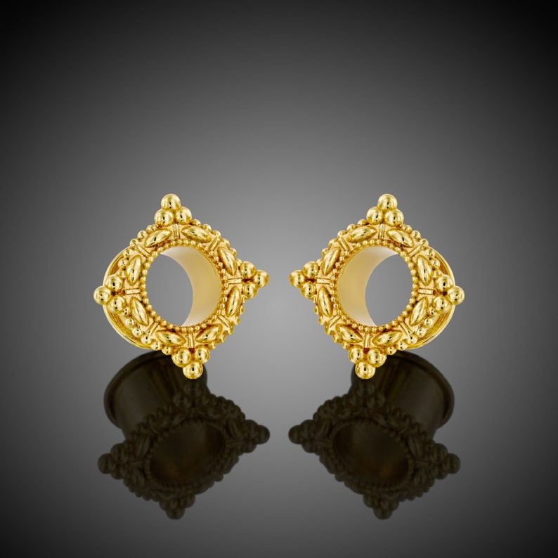 Tunnels Ear Tunnels Gold Plugs Gold Gauges Earrings Gauge Etsy