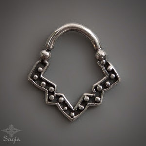 Daith Jewelry, Silver Septum Ring, Septum Piercing, Daith Earring, Tribal Septum, Nose Ring, Tragus Hoop, Helix, Sacred Geometry, 16g, 18g