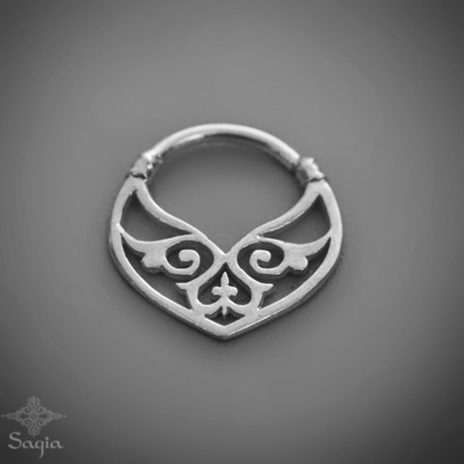 Silver Septum Ring Tribal Septum Ring Septum Jewelry Lotus Etsy