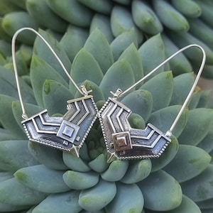 Silber Shrine Ohrringe, 925 Sterling Silber Baumeln Tropfen Ohrring, Einzigartige handgemachte Statement-Schmuck, Tribal Boho Chunky Design, Geschenk für sie