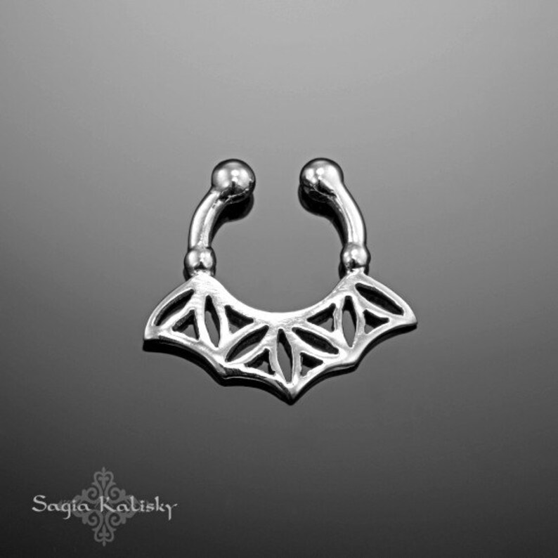 Silver Fake Septum Ring Fake Nose Ring Faux Septum Fake Etsy