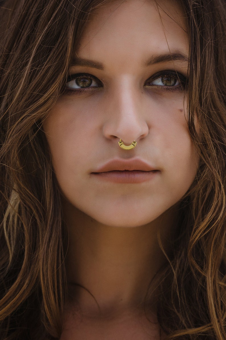Gold Septum Ring For Pierced Nose 16g 18g Septum Piercing Etsy