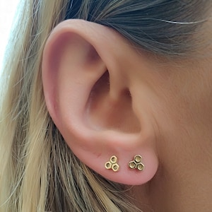 Minimalist Gold Earrings, Geometric Studs, 14k Gold Studs, Gold Studs, Gold Stud Earrings, Solid Gold Studs, Small Gold Earrings,Unique Stud