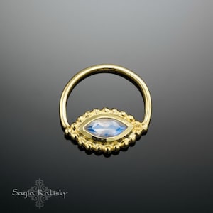 Daith Piercing, Gold Septum Ring, Septum Jewelry, Indian Nose Ring, Tragus Piercing, Moonstone, Helix Hoop,Cartilage Earring, Rook, 16g, 18g
